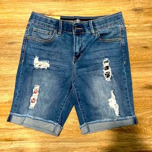 Ripped Jean Biker Shorts New